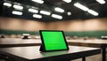 Green Screen Tablet in Modern Classroom Royalty Free Stock Photo