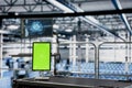 Green screen tablet in server farm with neural networks tech Royalty Free Stock Photo