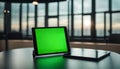 Green Screen Tablet on a Table Royalty Free Stock Photo