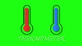 Green screen thermometer 2D animation. Simple temperature rise animation