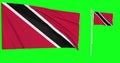 Green screen Trinidad and Tobago two flags waving trinidadian tobagonian flagpole animation 3d chroma key