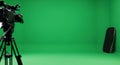 Green Screen Video Recording Studio Setup with Camera and Equipment for Content Creation Royalty Free Stock Photo