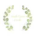 Green scribble leaf wreath , card template