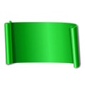 Green scroll isolated on white background. Paper roll banner 3D. Ribbon design for Christmas frame, New Year decoration
