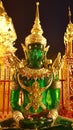 Green sculpture in temple of thailand