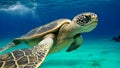 Green sea turtle swimming. Reptiles and Amphibians Royalty Free Stock Photo