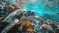 green sea turtle in coral reef Royalty Free Stock Photo