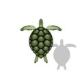 Green sea turtle realistic vector illustration of sea animal with shadow isolated on white background top view Royalty Free Stock Photo