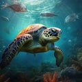 Green Sea Turtle Surfacing Royalty Free Stock Photo