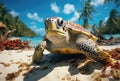 Green sea turtle on a tropical beach Royalty Free Stock Photo