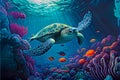 Green sea turtle underwater swimming Royalty Free Stock Photo