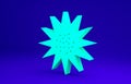 Green Sea urchin icon isolated on blue background. Minimalism concept. 3d illustration 3D render Royalty Free Stock Photo