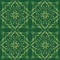 Green seamles pattern. Moroccan vintage ornament as blue backgrounds