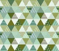Green seamless patchwork pattern. Vector illustration of ethnic quilt