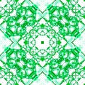 Green seamless pattern. Artistic delicate soap bubbles. Lace hand drawn textile ornament. Kaleidosco