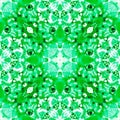 Green seamless pattern. Artistic delicate soap bubbles. Lace hand drawn textile ornament. Kaleidosco