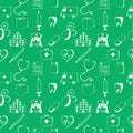 Green seamless pattern-medical items