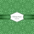 Green seamless patterns with vintage frame Royalty Free Stock Photo