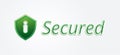 Green secured verified logo shield with checklist lock and star isolated badge illustration