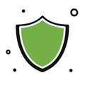 Green security shield icon with black border and stylized dots for digital protection Royalty Free Stock Photo