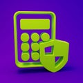 Green Security system control panel with display icon isolated on purple-blue background. Keypad of security system for Royalty Free Stock Photo
