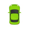 Green sedan car top view, city vehicle transport, automobile for transportation vector Illustration Royalty Free Stock Photo