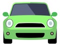 Green sedan icon. Car logo. Auto front view