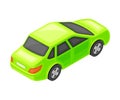 Green Sedan Or Saloon As Passenger Car And Urban Transport Isometric Vector Illustration