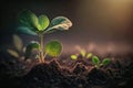 Green seedling illustrating concept of new life and eco-friendly development. Generative AI