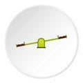 Green seesaw icon circle