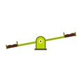 Green seesaw icon in flat style