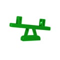 Green Seesaw icon isolated on transparent background. Teeter equal board. Playground symbol.