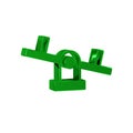 Green Seesaw icon isolated on transparent background. Teeter equal board. Playground symbol.