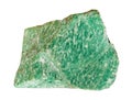 Green semi-precious mineral amazonite isolated on white