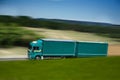 Green semi truck and trailer Royalty Free Stock Photo