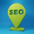 Green SEO optimization icon isolated on blue background. Minimalism concept. 3D render illustration Royalty Free Stock Photo