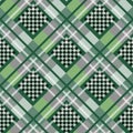 Green Serenity White Diamond tartan with Chessboard Background Vector Illustration