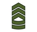 Green sergeant military rank insignia stripes. Army chevron sergeant rank illustration. Symbol of authority and service Royalty Free Stock Photo