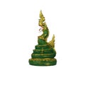 Green serpent naga statue on a white background Royalty Free Stock Photo