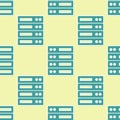 Green Server, Data, Web Hosting icon isolated seamless pattern on yellow background. Vector Royalty Free Stock Photo