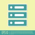Green Server, Data, Web Hosting icon isolated on yellow background. Vector Illustration Royalty Free Stock Photo