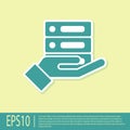 Green Server, Data, Web Hosting icon isolated on yellow background. Vector Illustration Royalty Free Stock Photo