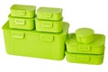 Green set of plastic food storage containers Royalty Free Stock Photo
