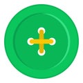 Green sewing button icon isolated