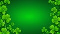 Green shamrock clover border on gradient background Royalty Free Stock Photo