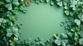 Green shamrocks and bitcoin symbol create a unique composition for St. Patrick's Day celebration Royalty Free Stock Photo