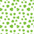 Green shamrocks or clovers vector seamless pattern