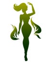 Green shape of beautiful woman icon cosmetic and spa, logo women on white background,