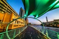 Green shelter by Tampa Riverwalk at sunset Royalty Free Stock Photo