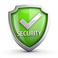 Green shield checkmark security 3D isolated